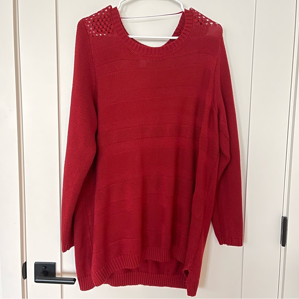 Croft & Barrow Red Crewneck Sweater 2X Plus Size Long Sleeve NWOT